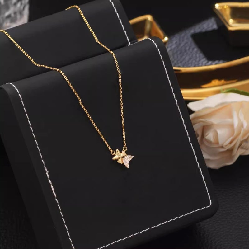 Sparkling Full Diamond Four-Pointed Star Necklace For Women 2026 New Style Light Luxury Exquisite Titanium Steel Non-Fading Clavicle Chain Jewelry Customization - Image 4